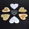 100x personnalisé Laser gravé coeurs d'amour centres de Table or argent miroir étiquettes en bois fête de mariage Table décoration faveurs 2210r