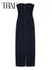 TRAF Dresses for Women Tube Top Elastic Tight Dress Summer Backless Sexy Evening Dresses Denim Midi Party Dress 240126