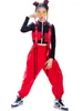 Stage Wear Performance Vêtements Enfants Gilet Pantalon Mode Street Kpop 2024 Filles Jazz Dance Costume Haut Manches Longues Rouge Hip-Hop