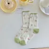 Frauen Socken Sommer Dünne Mesh Floral Print Japanischen Kawaii Nette Rüschen Aushöhlen Atmungsaktive Schule Mädchen Lose Lange