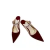 Shoes Jc Rhinestone Slippers, Cow Patent Leather Chain, Pointed Toe, Back Hollow High Heel Fairy Muller