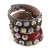 Bracelets nouveauté bouton en métal avec strass époxy émail Bracelets en cuir foulard de tête pour femme Bracelet 6 pc mélange couleur/ensemble