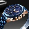 Classic Blue Mens Watches Top Fashion Military Chronograph Watch For Men Automatic Date Sport Wristwatches2893