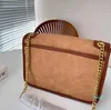 디자이너 -Gold Chian Crossbody Bags 메신저 백 여성 갈색 스웨이드 숄더백 고급 핸드백 지갑