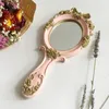 Miroir cosmétique rectangulaire à main avec poignée, miroir de maquillage mignon et créatif en bois, miroirs à main Vintage, maquillage Espelho 1 pièce 240131