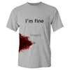 Men's T-Shirts Im Fine Graphic Novelty Sarcastic Movie Halloween Costume Humor Scary Funny T Shirt Gifts for Women Men Clothing Graphic Tee