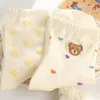 Kvinnors strumpor Kvinnstrump Set tecknad tryckt Little Bear Liten Yellow Flower Kawaii Pure Cotton Lace Casual and Versatil