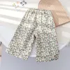 Pantaloni 2024 primavera coreana per bambini neonate pantaloni in cotone floreale elastico in vita tasca Cusual abiti per bambina