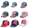 USA Vlag Trump 2024 Baseball Cap Feesthoed Verkiezingscampagne Cowboy Caps Verstelbare Snapback Dames Denim Diamant Hoeden 9 stijlen 564Q