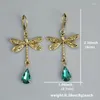 Boucles d'oreilles pendantes Vintage libellule gouttelette Zircon décor pour femmes rétro Style bohème couleur or bijoux à la mode