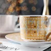 カップソーサーゴールデンセラミックコーヒーカップとソーサーセット磁器マグ骨骨骨モザイクデザイン金色のセット250p