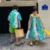 Ensembles de vêtements 2-11 ans vêtements pour enfants frère et soeur vert 2024 été mode coréenne lavage à l'encre robe de fille ou chemise de garçon