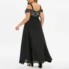 Casual Dresses Lace Maxi Dress Women Summer Cold Shoulder Large Size Traf-Robe Clothes For