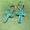 Örhängen designer för kvinnor 925 Sterling Silver Emerald Cross Jesus Vintage Letter Earring Stud med presentförpackning för gåva smyckesfest