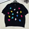 Mulheres Knits Tees Designer Toalha colorida bordada com padrão de letras linda malha de manga curta elegante e versátil mostrando temperamento fino