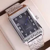 Nieuwe Reverso Classic Medium Dun 2588120 Automatisch Herenhorloge Stalen Kast Zwarte Wijzerplaat Roestvrij Stalen Armband Horloges Puretime E52b2252s