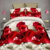 3D Rose Heart Bedding Set Nordic Capa de edredão 150x200 220x240 King Size Quilt Cover Modern Cat Wolf Print Fronha Sem lençol 240127