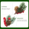 Dekorativa blommor 10 PC: er konstgjorda tallkonblommor plockar röda bär grenar Xmas träd dekorationer jul fall gåva trä Autumn Spruce