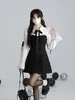 Casual Dresses Deeptown Korean Style Mini One Piece Dress Women Y2K Preppy Long Sleeve Tunic Pleated Shirt JK School Vestidos Winter