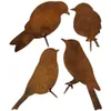 Articles de nouveauté oiseaux patinés avec vis à visser dans le bois 4 oiseaux rouillés en métal rouille décoration de jardin Figure 300e