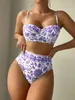 Maillots de bain pour femmes 20 octobre 2019 Bikini taille haute pour femme imprimé push up maillot de bain floral maillot de bain pour femme maillot de bain d'été J240131