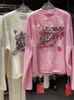 T-shirt das mulheres Design de marca de luxo Saturn Knit Bordado Mangas Compridas Camisola T-shirt Para Mulheres Top Camisa Malhas Tees Wear Y2K Roupas J240131