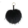 Keychains Fluffy Real Fur Ball Keychain Puff Craft DIY Pompom Black Pom Keyring Uk Charm Women Bag Accessories Gift276E