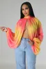 Damesblouses Dames tie-dyed lantaarnmouwen O-hals Los persoonlijkheidsoverhemd Lente en zomer Straat Prachtig casual