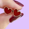 Luxury Clover Brand Designer Stud Earrings Love Red Heart Rose Gold Earings Earring Ear Rings Halsband Armband Armband Party JE5896601