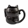 Mugs Black Cartoon Cat Cup Modern Nordic Creative Simple Cute Ceramic Water Mug