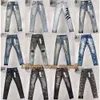 Paarse jeans Designer jeans voor heren broeken Paarse herentrends Distressed Black Ripped Slim Fit Mans Stacked Men Baggy Hole Tearing Sss