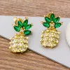 Choice Colorful Micro Pave CZ Luxury 14k Yellow Gold Rainbow Stud Earrings For Women Girls Fashion Party Jewelry Gift