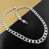 Catene in argento sterling 925 50 cm 60 cm 20 24 pollici 10 mm piatta lateralmente collana a catena Figaro per donna uomo gioielli regalo2646