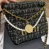 Designer Channell Bag Luxe Pearl metalen kettingtas wollen boodschappentas goud metalen hanger onderarm tas grote capaciteit schoudertas draagtas handtas crossbody portemonnee