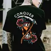 T-shirts hommes gothique harajuku biker crâne graphique t-shirts hommes mode tendance à manches courtes hauts sombres punk crânes rétro t-shirt mâle surdimensionné t-shirt