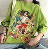 Men's T Shirts 2024 Harajuku Korean Girl Eating Snacks Tees Shirt Tops Cotton Green Short-Sleeved Aesthetic