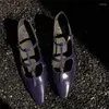 Kleid Schuhe Ferse Mary Janes Frauen 2024 Sommer Sexy T-Strap Patent Leder Spitz Sandalen Alias De Mujer Bequeme pumpen Party Für