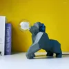 Decorative Figurines Nordic Animal King Kong Statue With Light Bulb Gorilla Sculpture Desk Lamp Desktop Ornaments Office Home Decor Gifts