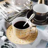 Koppar Saucers Golden Ceramic Coffee Cup and Saucer Set Porslin Mug Bone China Mosaic Design Gilded Sets2373