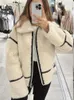 Women's Jackets Fashion Patchwork Fleece Coat For Women Loose Long Sleeve Lambswool Jacket 2024 Winter Autumn Warm Thicken Lady Lapel