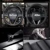 Steering Wheel Covers Hand-stitched Black Genuine Leather Cover For BMW E65 E66 2001 2002 2003 2004 2005 2006 2007 2008 (4-Spoke)