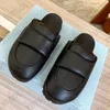 Designer Platform Slides Padded Nappa Leather Sandals Bread Slipper Flat Slide Luxury Summer Beach Sandal With Box 522