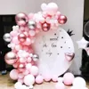 101PCS Set pastel Rose Gold Pink Balon Garland Arch Zestaw Anniversary urodziny