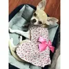 Dog Apparel Print Dress Summer Flower Dresses For Dogs Costume Bow Tie Clothing Cat Chihuahua Puppy York