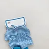 Kleidung Sets Sommer Junge Mädchen Baby Navy Stil Plaid Weste Anzug Kinder Dünne Beiläufige Ärmellose Tops Shorts 2 stücke Kind baumwolle Mode T-shirt