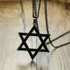 Pendanthalsband 2021 Men Classic Star of David Necklace In Black Gold Silver Color rostfritt stål Israel Judiska smycken199a