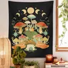 Tapestries Mushroom Frog Tapestry Wall Hanging Moon Phase Mystic Witchy Goblincore Aesthetic Bedroom Living Room Carpet Home Decor