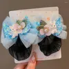 Hair Accessories Mesh Snood Spring Clip Headwear Colorful Princess Bow Nets Invisible Styling Tool Sequin Kids