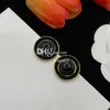 Simple Black Circle Studs Trendy Letter Plated Earrings With Gift Box Jewelry Accessories Valentines Day Birthday Gift