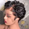 180density short Pixie Curly 100% Human Hair Wig 13x4 Short Bob Wig Pixie Cut Black Lace Frontal Human Hair Wigs for Black Women